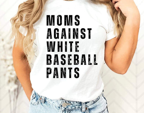 moms against white baseball pants