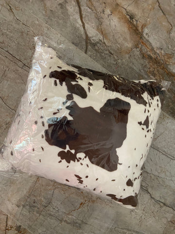 Plush cow print pillow