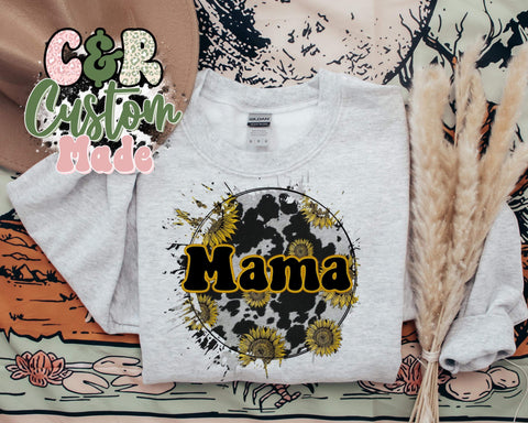 Mama Cow Print & Sunflowers