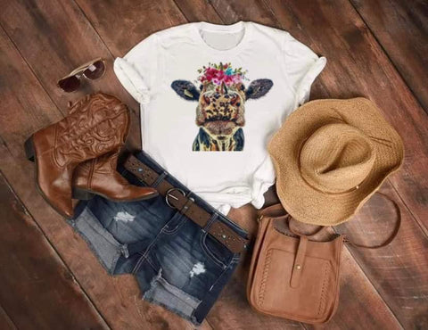 Cow floral Tee