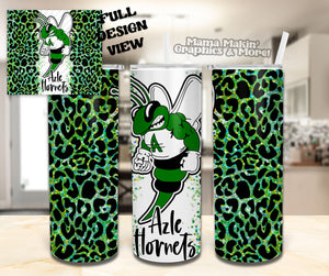 Azle Hornets Leopard Glitter Tumbler 20oz.