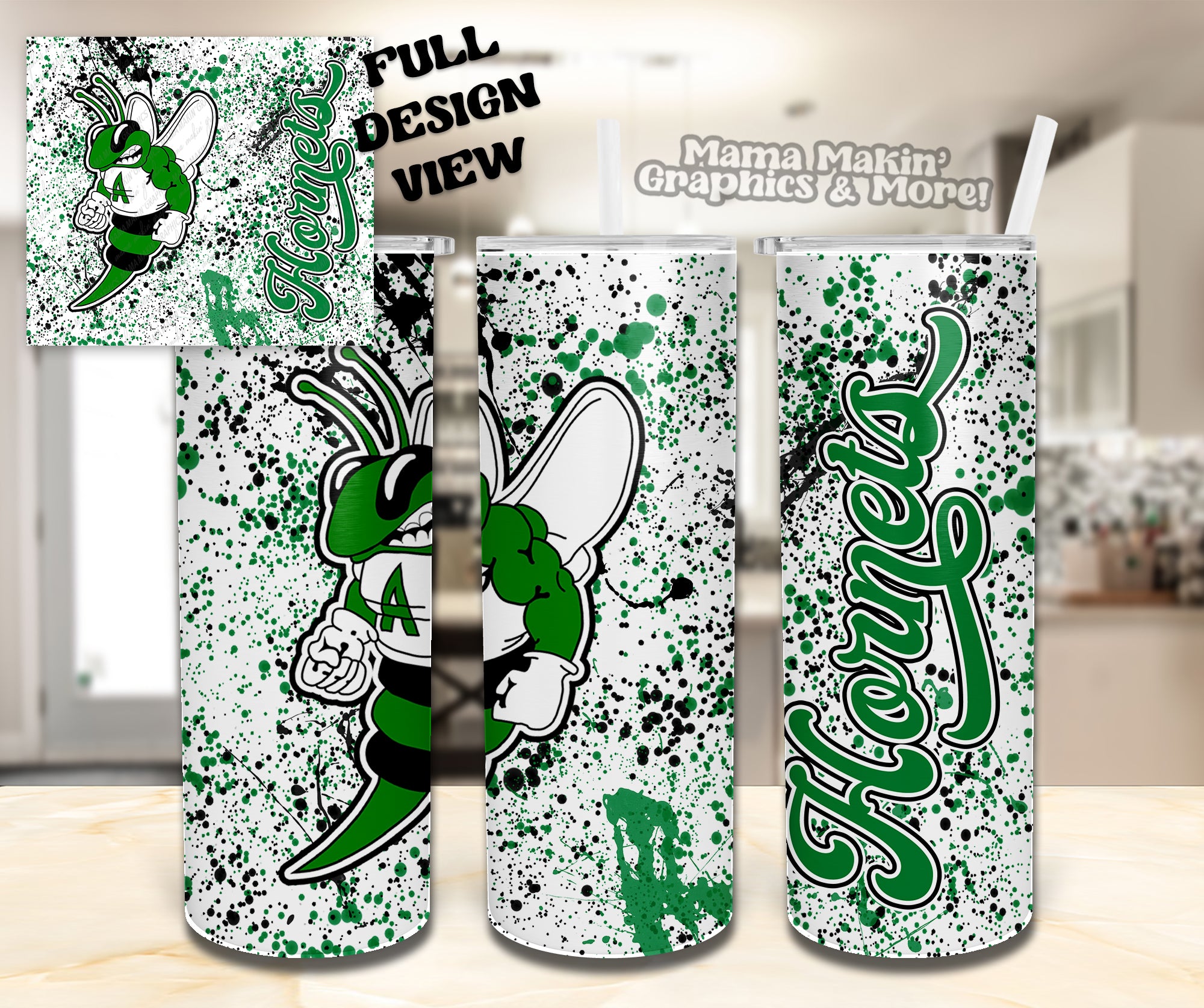 Azle Hornets Splatter Tumbler 20oz.