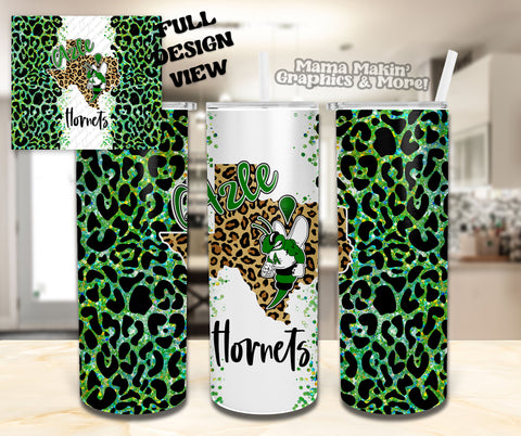 Azle Texas Leopard Glitter Tumbler 20oz.