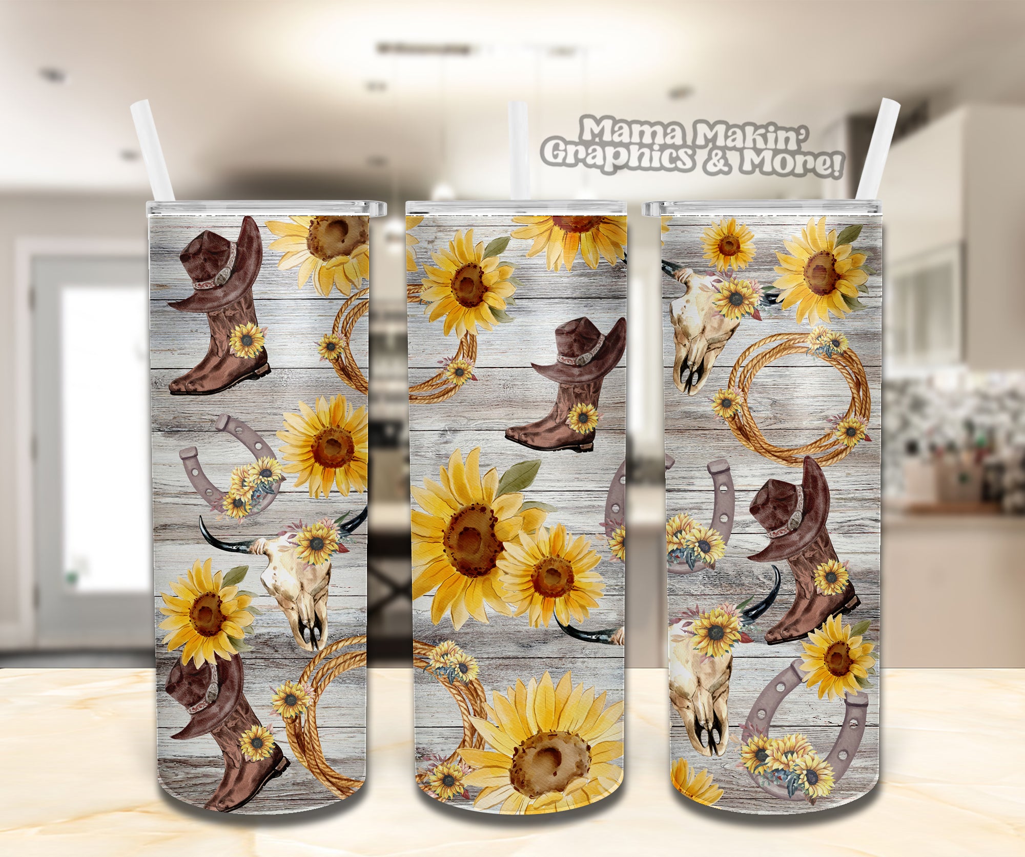 Cowboy boots & sunflowers Tumbler 20oz.