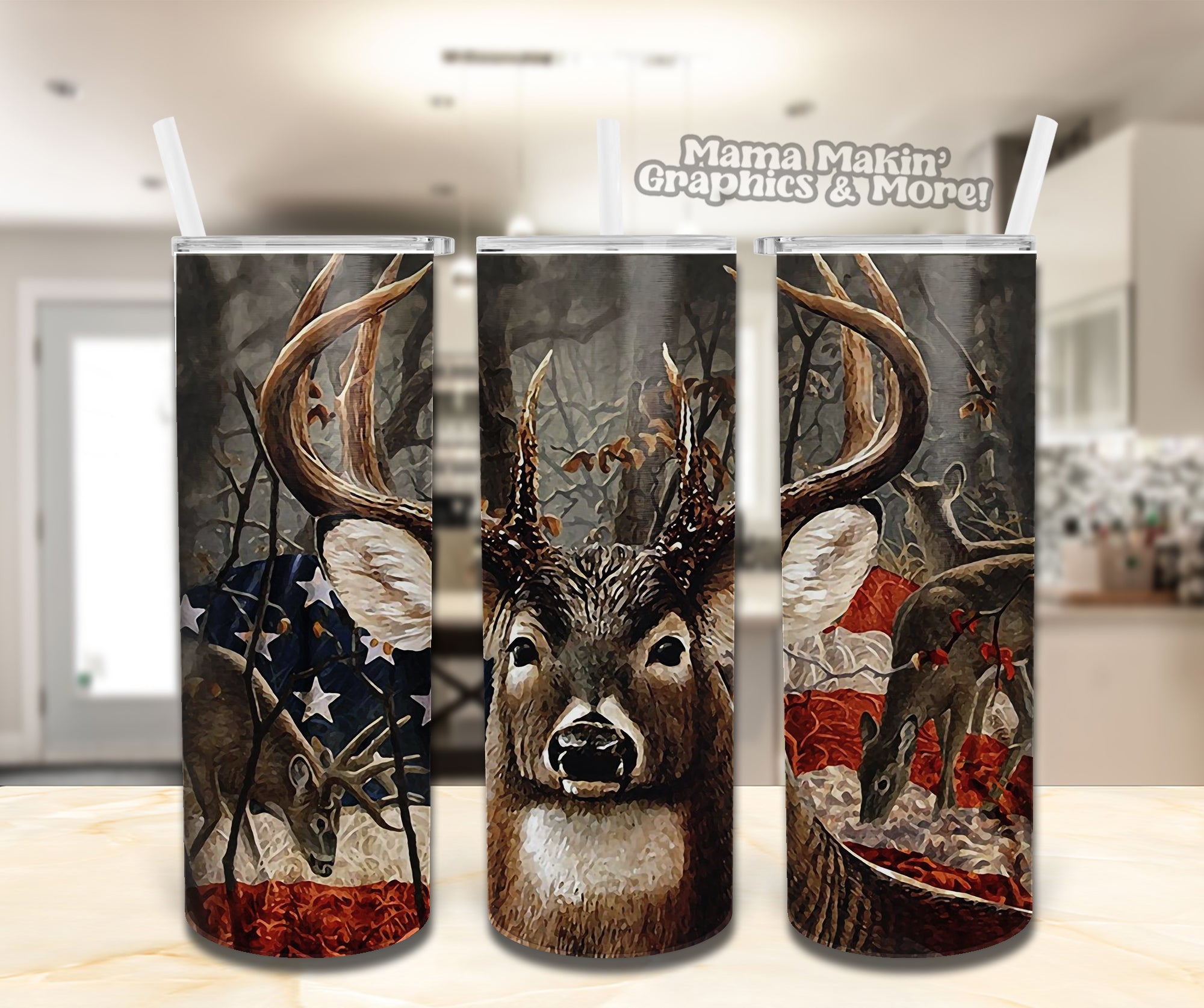 Deer & Flag Tumbler 20oz.