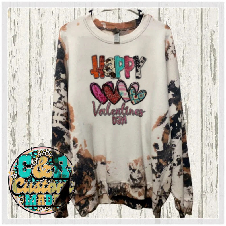 Happy Valentine’s Day cowhide bleached sweatshirt