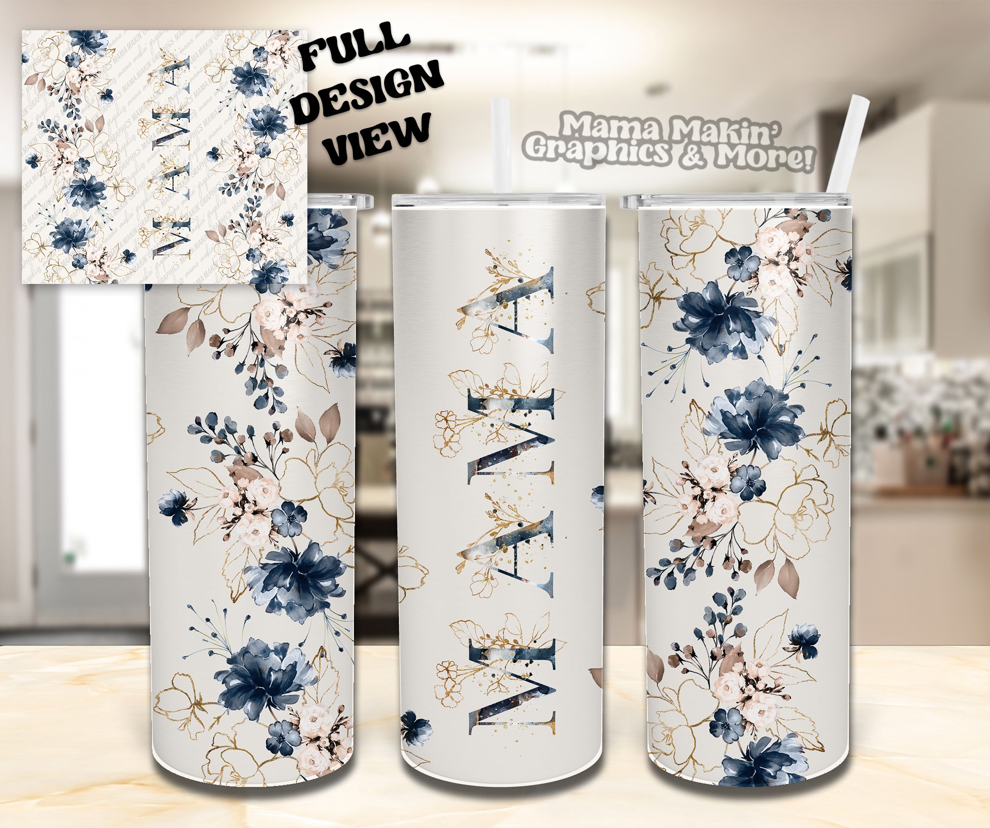 Mama Floral Tumbler 20oz.