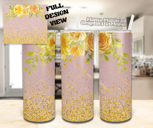 Pastel Yellow Roses Tumbler 20oz.