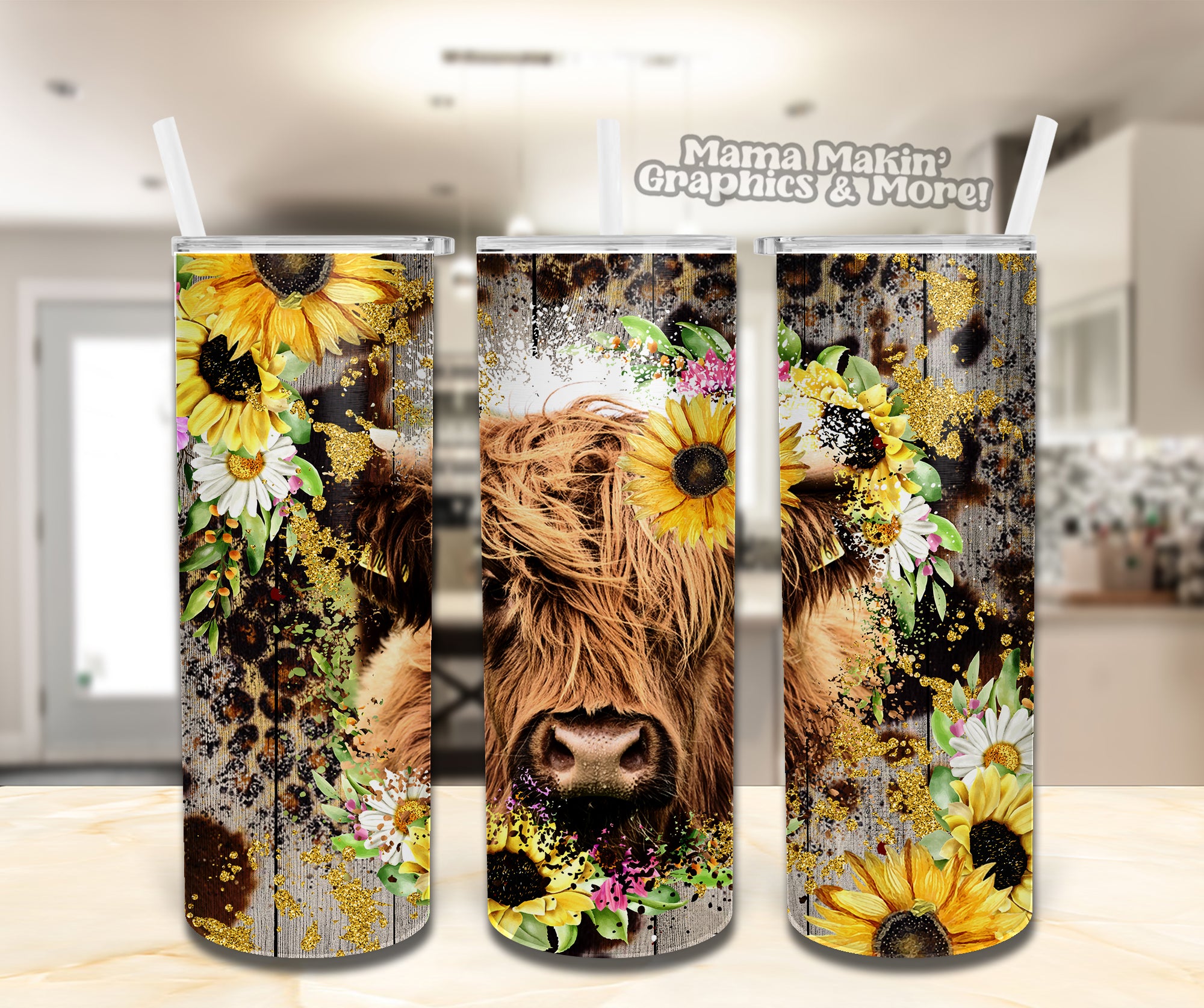 Sunflower Heifer Tumbler 20oz.